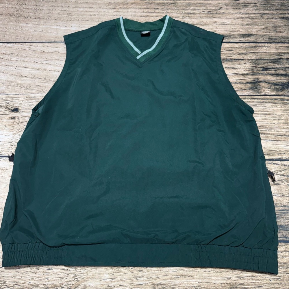 Nike Golf Windbreaker Vest Mens XXL Green V-Neck Sleeveless Pullover Vintage 90s